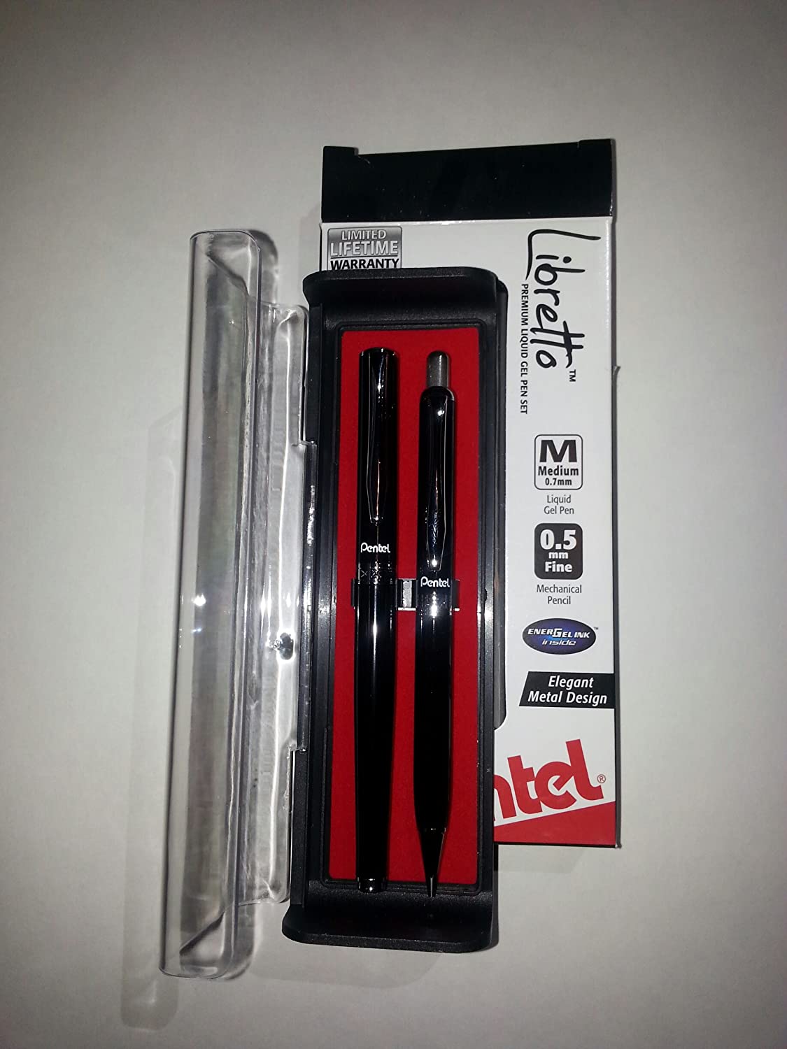 Libretto Premium Liquid Gel Pen Set (Liquid Gel Pen and Mechanical Pencil) With Gift Box - Black